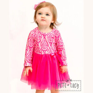 PETE + LUCY Pink Moroccan Long Sleeve Tulle Dress 2T NEW Toddler